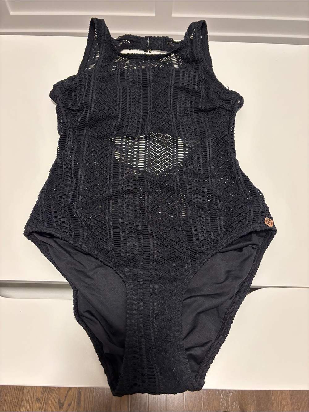 Black Crochet One-Piece Swimsuit - Women